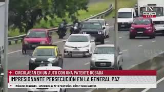 Impresionante persecución en la General Paz circulaban en un auto con una patente robada [upl. by Rot]