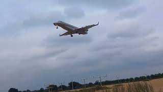 Embraer Legacy 650 landing at Norwich Airport  020924 [upl. by Anayi]