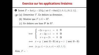 Exercice sur les applications linéaires en utilisant le théorème du rang [upl. by Eusoj]