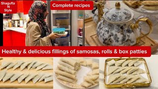 How to make Samosas Rolls amp cheese box patties fillings  complete recipes samosa cheeserolls [upl. by Oilla382]