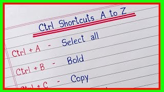 ctrl A to Z shortcut keys  ctrl shortcut keys A to Z  computer shortcut keys [upl. by Maltz185]