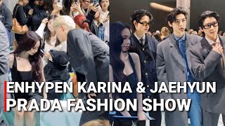 엔하이픈 카리나 재현 ENHYPEN amp aespa Karina and NCT Jaehyun Interactions At Prada fashion Show in Milan 2024 [upl. by Rodger823]