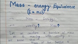 Mass energy equivalence Emc2 bsc in hindi [upl. by Rehpotsrihc394]