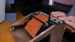 How to Split leather with Leather splitter machine Druckle tool leather craft [upl. by Helman]