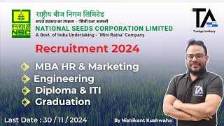 NSC Recruitment 2024 for MBA HR Marketing Engineering Graduation Diploma amp ITIFull Information [upl. by Oreves331]