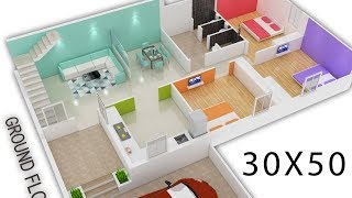 30X50 House plan 3d view by nikshail [upl. by Rowena]