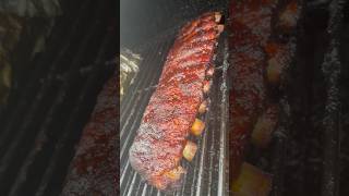 Perfect RIBS after 6 hours vibes smokedribs offsetsmoker recipe backyardbbq bbqribs dinner [upl. by Leeban]