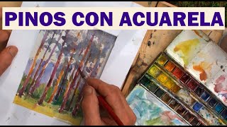 COMO PINTAR A LA ACUARELA PINOS [upl. by Bruno]