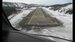 Wideroe Dash 8 cockpit view landing at Mosjøen [upl. by Leuname764]