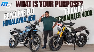 Royal Enfield Himalayan 450 vs Triumph Scrambler 400X  What’s Your Purpose  MotorBeam [upl. by Rumpf]