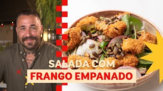 Saladão com frango empanado em apenas 15 minutos  Léo Abreu [upl. by Johanna]