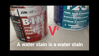 How To Block Water Stains Zinsser Bulls Eye 123 Plus Vs Zinsser BIN [upl. by Yesnyl]