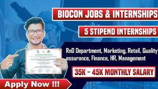 Biocon internships  biocon jobs  biotechnology internship 2022  summer internship 2022  biotech [upl. by Sandler]