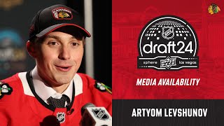 Artyom Levshunovs first interview as a Blackhawk  Chicago Blackhawks [upl. by Milt688]