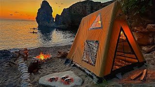 3 Days SOLO CAMPING  BIG CRAB CATCH and COOK  BUSHCRAFT Tent Shelter  Survival Skills  ASMR [upl. by Aliehs]