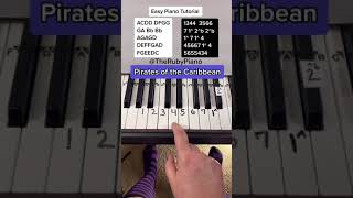 Pirates of the Caribbean Piano Easy Tutorial With Letter Notes shorts piano [upl. by Eseenaj432]