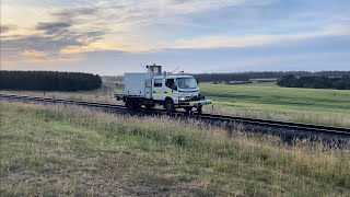 TasRail HV16 Hi Rail truck crossing Perth Mill Road [upl. by Ainerbas353]