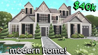 40k Modern Bloxburg Family House Build 2 Story Tutorial [upl. by Amabelle]