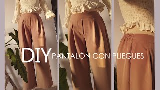 DIY PANTALÓN CON PLIEGUES PANTALON DE BOTA ANCHA [upl. by Celle658]