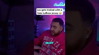 Los gets trolled with a fake LeBron jersey 😂 lospollostv lebron lebronjames [upl. by Scornik]