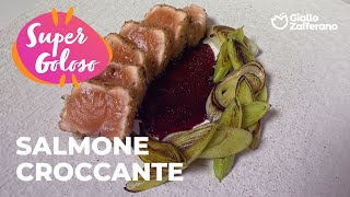 FILETTO di SALMONE CROCCANTE con PORRO GRIGLIATO e riduzione di VINO ROSSO😋🐟🌿🍷 [upl. by Barnet]