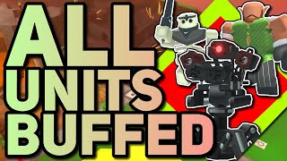 UNIT BUFF SHADOW UPDATE  ENGINEER BUFF  MILITARY BASE BUFF  NECRO BUFF  Tower Defense Simulator [upl. by Amii]