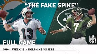 quotMarino Fake Spikequot Miami Dolphins vs New York Jets Week 13 1994  NFL Full Game [upl. by Sofko]