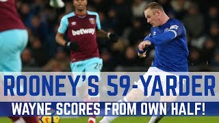 ROONEY SCORES FROM HIS OWN HALF 59YARD STRIKE V WEST HAM [upl. by Euhsoj]