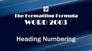 Word 2003 Heading Numbering [upl. by Lole120]