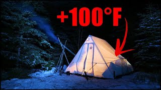 Winter Camping with a New Hot Tent  Stove  Toboggan [upl. by Strenta]