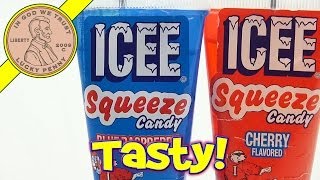 Icee Squeeze Pop Candy  Cherry and Blue Raspberry Flavors [upl. by Ilatfen159]