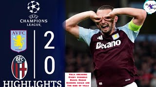 HIGHLIGHTS  Aston villa 20 Bologna  UEFA Champions League  Round 3 [upl. by Loomis63]