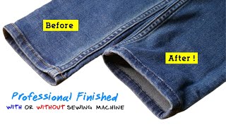 DIY How to Hem your Jeans like a Pro How to HemShorten Jeans length while keeping the original Hem [upl. by Bor]