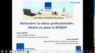 Webconférence  Rémunérer la valeur professionnelle  mettre en place le RIFSEEP [upl. by Nedaj140]