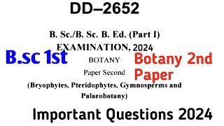 Bsc First Year Botany Second Paper  Bsc First year Botany Durg University 2024 Important Question [upl. by Michiko]