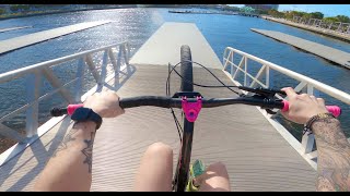 Wheelies down by the Water on my Collective Bikes c100  Practicing Swerves at the park [upl. by Ettelrac]