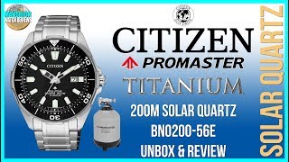 Great Simple Utility Diver  Citizen Promaster Titanium 200m Solar Quartz BN020056E Unbox amp Review [upl. by Recor]