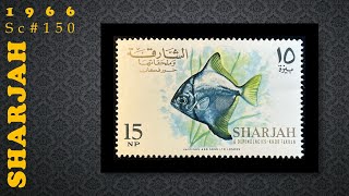 【Sharjah】1966 Sc150 Silver Moony Monodactylus argenteus [upl. by Oilla294]