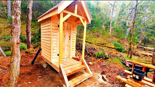 Outhouse Build  Dovetail Log Cabin  Interior Build And Tour [upl. by Nilerual820]