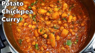 EASIEST WAY TO MAKE A DELICIOUS CHICKPEA POTATO CURRY  ALOO CHOLE MASALA [upl. by Whit]