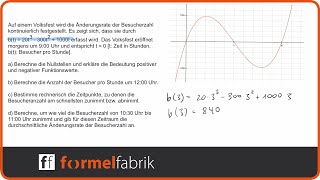 Kurvendiskussion 3 Grades Klausuraufgabe Besucherzahl Volksfest [upl. by Keyte]