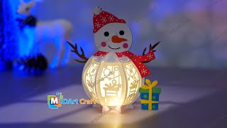 How to make Snowman Lantern V2 Shadow Box Light Box  DIY Christmas Decorations [upl. by Suirauqram903]