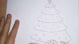 Kako nacrtati Jelku sa poklonima  How to draw a Christmas tree with presents [upl. by Woody]