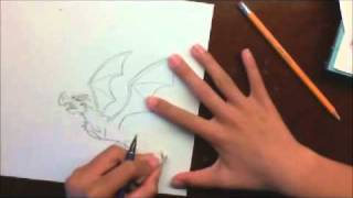 How to Draw Danny Phantom  Ghost Dragon chasing Danny in the sky [upl. by Aleunam]