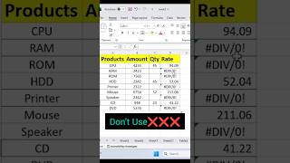 Excel में Div0 Error को remove करना सीखें iferror formula  excel shorts exceltutorial [upl. by Besnard]