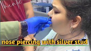 nose piercingnose piercing in silver jewellery shopshorts youtubeshorts viral [upl. by Jola]