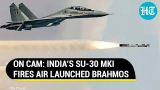 India launches BrahMos Watch the dramatic IAF footage of the missile fire from the Sukhoi jet [upl. by Boudreaux]