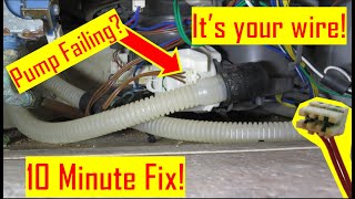 Whirlpool dishwasher not draining or draining intermittently Check your drain pump wire connector [upl. by Akkina]