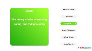 DREARY  Definition pronunciation grammar meaning  Practice grade 11 vocabulary [upl. by Neladgam]