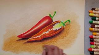 Painting a red pepper with Sennelier oil pastels 🎨STILL LIFE [upl. by Irehs]